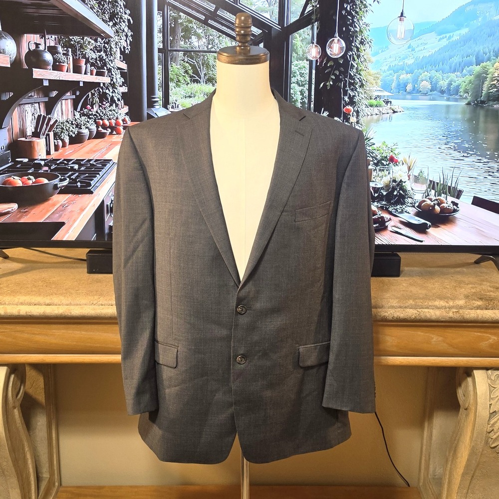 RALPH LAUREN Mens 46L Gray Jacket Blazer Sport Coat 100% Wool